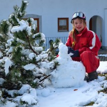 Sarah creates her own snowman